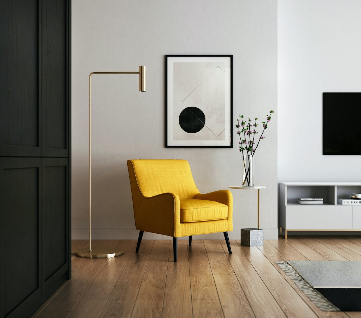 Contemporary living room furniture setup